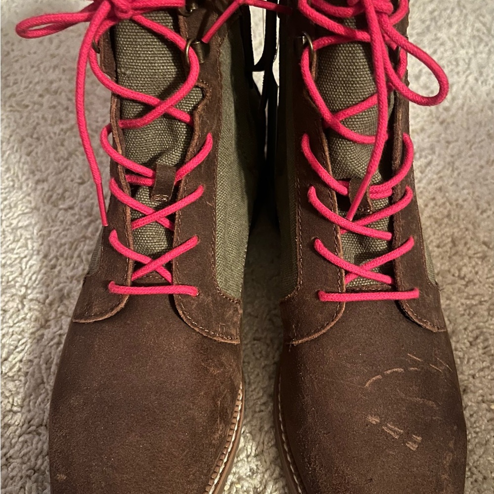 Toms Women’s Brown Suede and Olive Canvas Boots